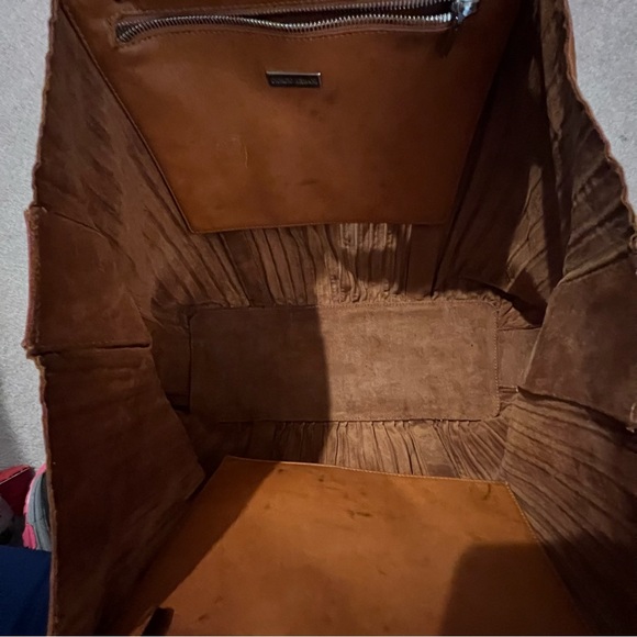 Vintage Giorgio Armani Tan Pleated Lamb Leather Shoulder Bag Satchel - Picture 6 of 15